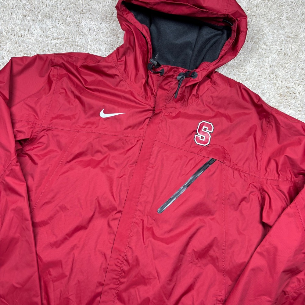Nike Stanford Cardinal Storm-FIT Rain Jacket Mens M Red Hooded Full Zip